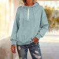 thumbnail image 2 of Womens Quarter Zip Pullover, Yigetop Women Hoodie Pullover Trendy Quarter Zipper Lapel Sweatshirts Cute Hooded Tops 1/4 Zip Pullover Women, Blue L, 2 of 6