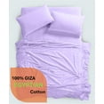 thumbnail image 2 of 1000 Thread Count, 100% Giza Egyptian Cotton Bedding Set, 4-PC Sheets Set, 22 Inch Deep Pocket of Fitted Sheet, Soft Sateen Weave Breathable - Lilac, Olympic Queen, 2 of 7