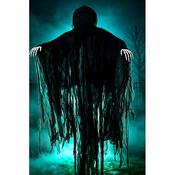Joyfy 5ft Hanging Ghost Halloween Decorations,Scary Grim Reaper with Adjustable Arms for Indoor Outdoor Yard Home Deco