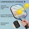 thumbnail image 2 of Pickleball Paddles Set Of 2, Fiberglass Surface, Turquoise Marble Pattern, 4 Balls & Bag, 2 of 5