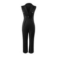 thumbnail image 4 of Gaecuw Jumpsuits for Women Dressy Wedding Sleeveless Cold Shoulder Overall V Neck Band Collar Solid Onesie One Piece Outfits Casual Loose Baggy Long Pants Wide Leg Summer Romper Ankle Length Trousers, 4 of 5