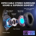 thumbnail image 3 of Gaming Headset for PS5, PS4, Xbox Series X/S, Xbox One, PC, Wired Over Ear Gaming Headphone with Noise Canceling Mic & Stereo Bass Surround Sound & LED Light - Black, 3 of 8