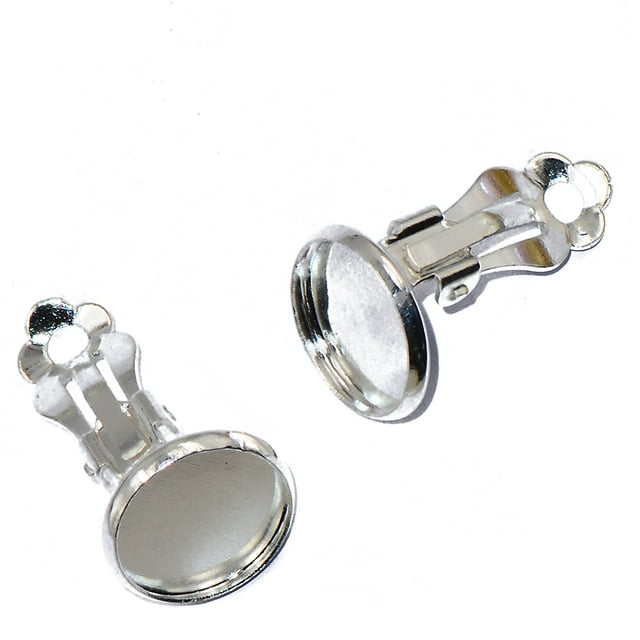 Pendientes Clip Mujer Sin Agujero perfecl 12pcs Plata 12mm Pad