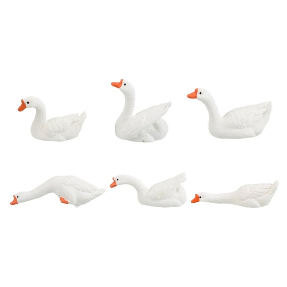 Masteelf 6pcs Miniature Desktop Swan Figurines Cartoon Swan Statues Diy Tiny Swan Decorations for Wedding Office Desk Table Adornment