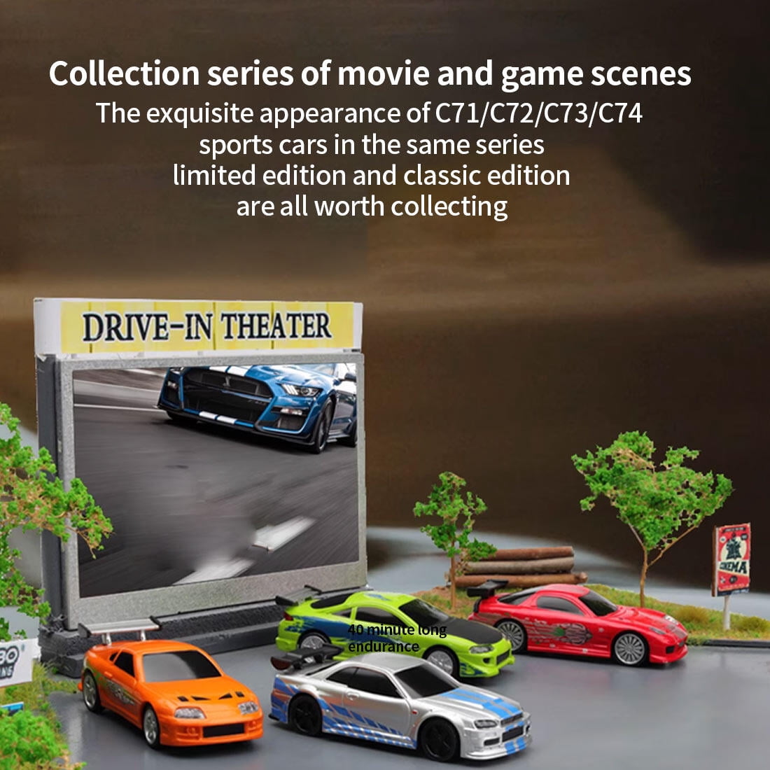 TURBO RACING C75 Mini RC Racing Car, 1:76 Full Proportional 2.4GHz 4CH Electric Rear-Wheel Drive Model with Pro Steering, RTR Drift Vehicle for Adult