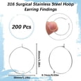 thumbnail image 7 of 160Pcs 2 Colors 316 Surgical Stainless Steel Wine Glass Charms Rings Hoop Earring Findings Real Gold Plated & Stainless Steel Color 35x30x0.7mm, 7 of 7