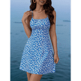 thumbnail image 6 of Deliqiba Women'S Summer Ditsy Floral Backless Back Tie Back Sleeveless Mini Dress Blue L, 6 of 7
