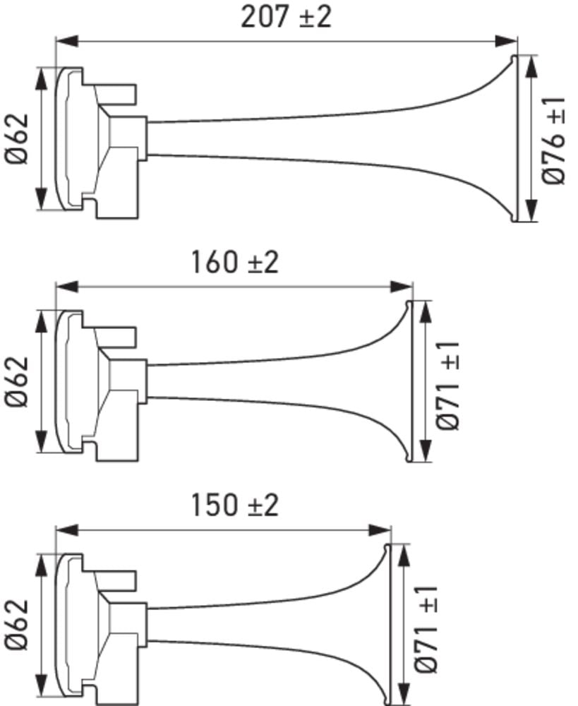 HELLA 003001981 Horn Kit Air 3 Trumpet Melody