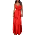 thumbnail image 2 of Drppepioner Robes Femmes Été Mode Femmes Été Bohème Robe Mi-Longue à Bretelles Rouge 10(TG), 2 of 7