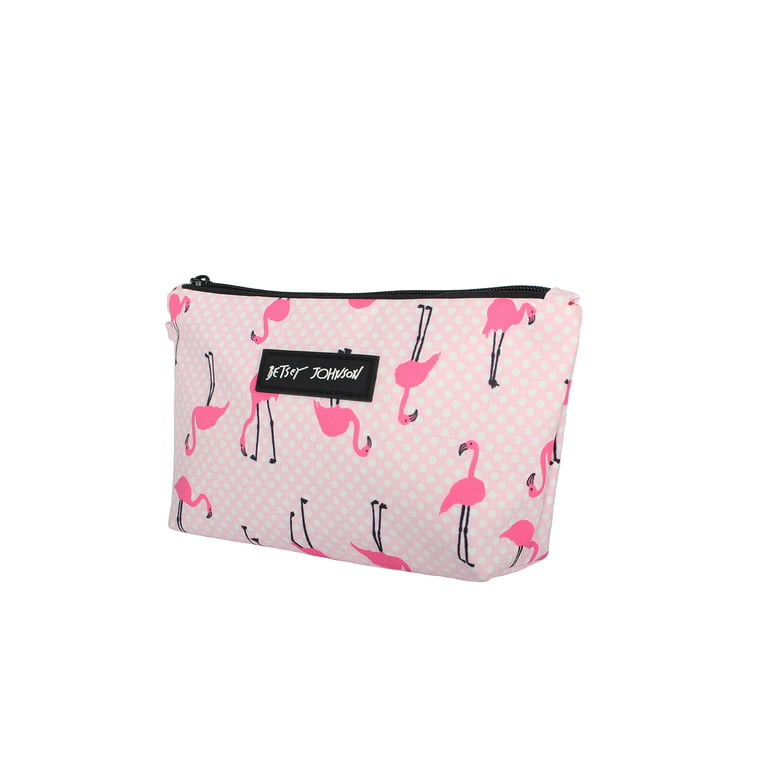 Betsey Johnson 8.5 inch Zipper Cosmetic Pouch Small Toiletry BagLightweight Durable Polyester Organizer with Inner Zipped Pocket Good for Makeup