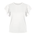thumbnail image 4 of NinXxx Women's Fashion Short Sleeve Hollow Out Ruffle Detail Tee White M, 4 of 4