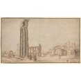 thumbnail image 2 of Circle of Willem van Nieulandt II 18x12 Black Ornate Wood Framed Double Matted Museum Art Print Titled - View from Within the Roman Forum (1600), 2 of 5