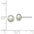 thumbnail image 2 of 925 Sterling Silver 6-7mm Grey FW Cultured Button Pearl Stud Earrings, 2 of 5