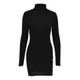 thumbnail image 5 of ClodeEU Women's Winter New High Neck Bodycon Dress, Fashion Ribbedwith Long Sleeve Mini Knit Dresses Black,Womens Plus S, 5 of 7