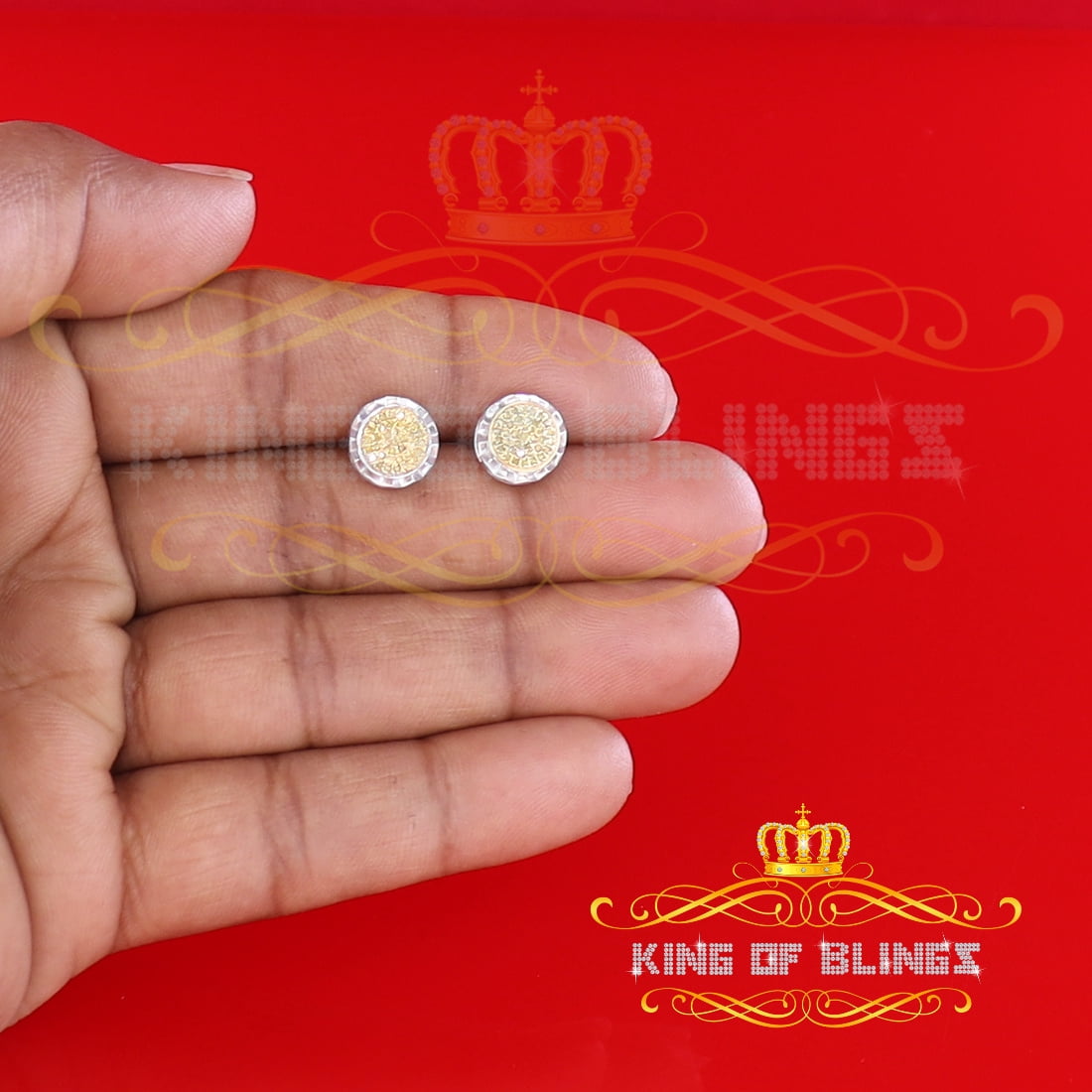 King of Bling's 0.20ct Diamond Stud Earrings For Women's White 925 Sterling Silver For Men's