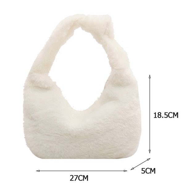 Bolsa de hombro pequeños de felpa de color puro para mujer, de mano esponjosos para las axilas (blanco) Likrtyny Para Estrenar