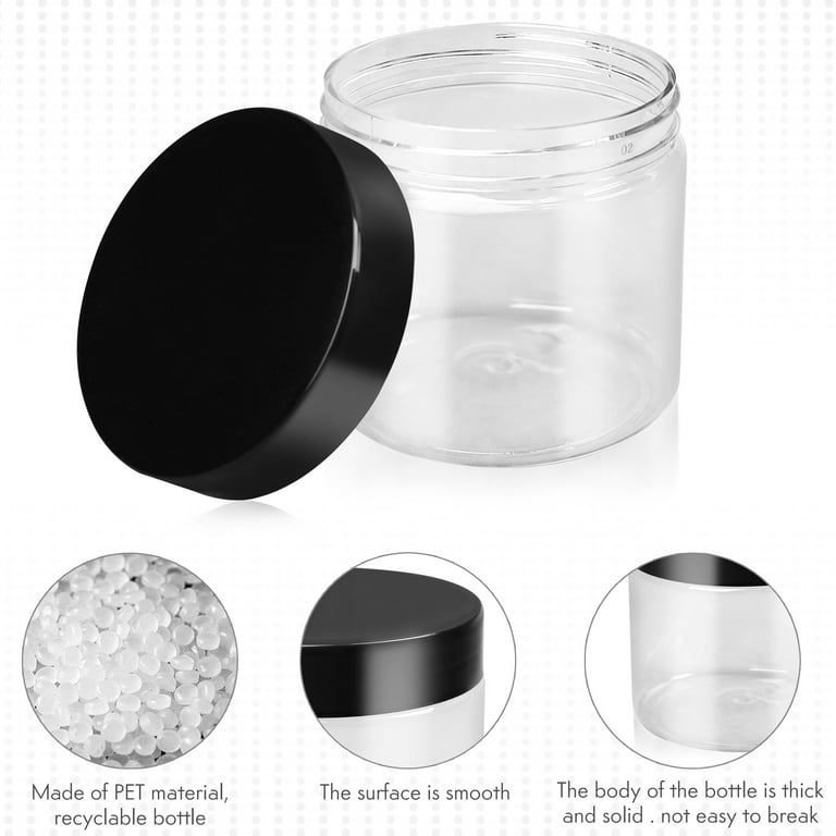 20 Pack 4oz Empty Clear Slime Containers,Round Plastic Cosmetic Jars with  Lids,Transparent Storage Containers for Cosmetics,Lotions,Butters,Slime