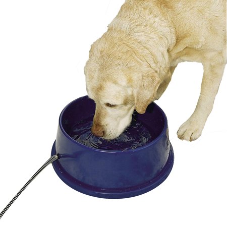 K&H Pet Products Thermal-Bowl Outdoor Heated Dog Bowl Blue 96 Ounces C21