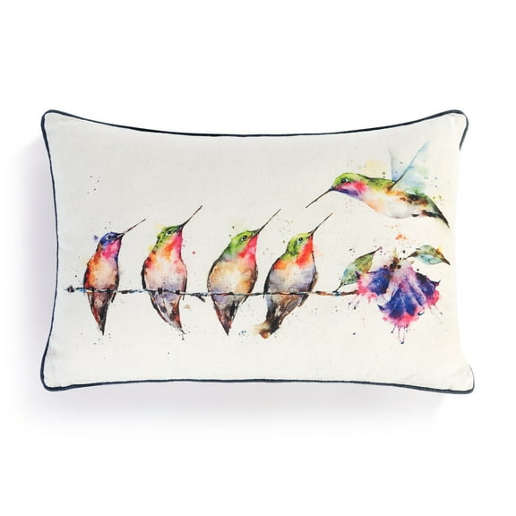 Demdaco PeeWee Friends Watercolor White 17 x 10 Cotton Lumbar Throw Pillow