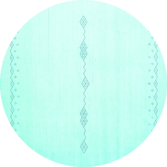 Ahgly Company Indoor Round Solid Turquoise Blue Modern Area Rugs, 7' Round