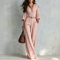 thumbnail image 2 of JoveMarine Womens Jumpsuits High Waist Long with Belt - Versatile Work Daily One Piece, Jumpsuits for Women Dressy Casual Jumpsuit, Formal Jumpsuits for Women for Office,Pink 2XL, 2 of 4
