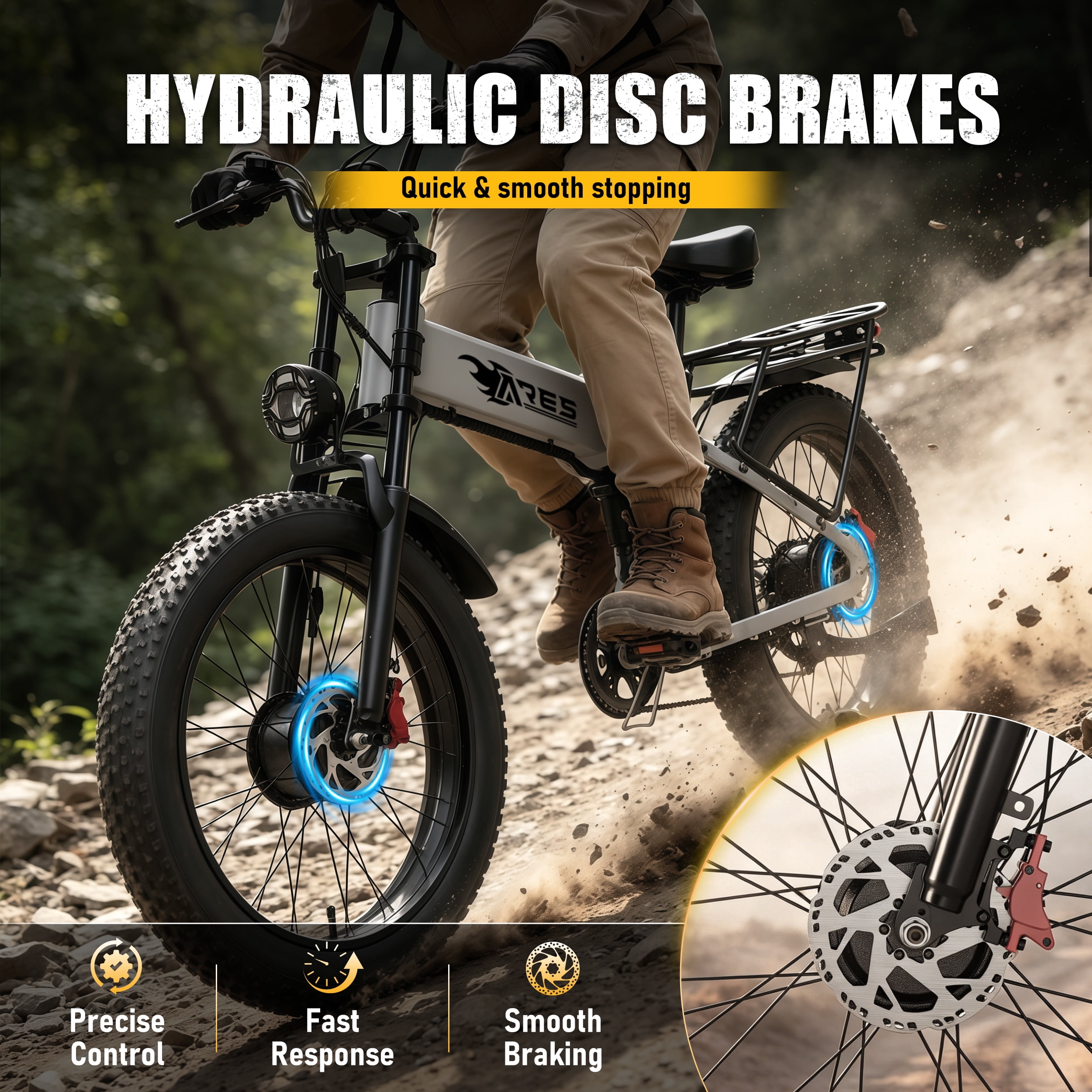 AMYET ARES AWD Electric Bike for Adults, Dual Motor 2000W Ebike, 52V 20Ah Battery, 24" x 4.0" Fat Tire, Folding Electric Mountain Bike, 34MPH, UL2849