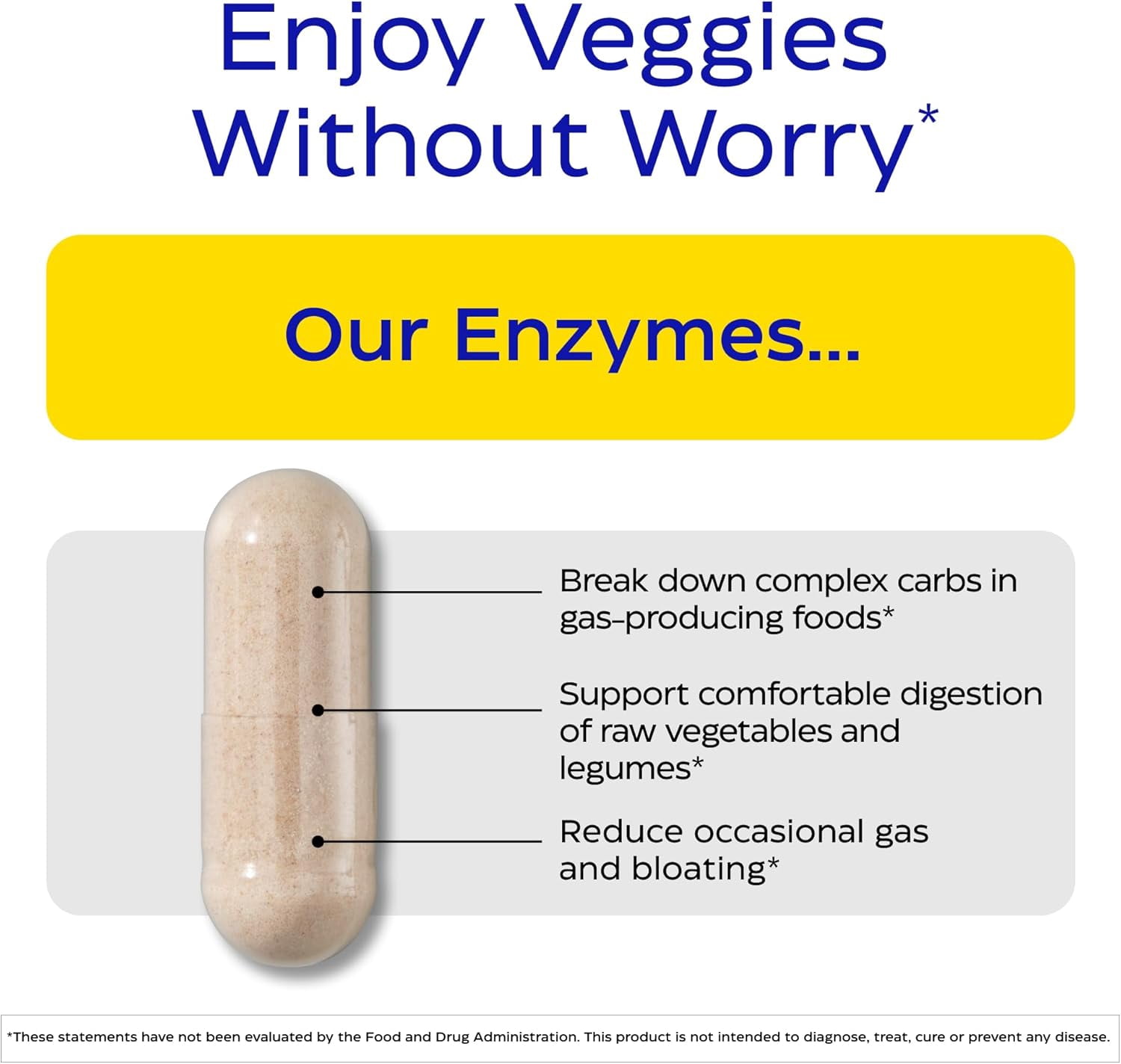 Enzymedica VeggieGest, Digestive Enzymes, Supports Occasional Gas & Bloating Relief from High Fiber, Vegan & Vegetarian Diets, 60 Capsules