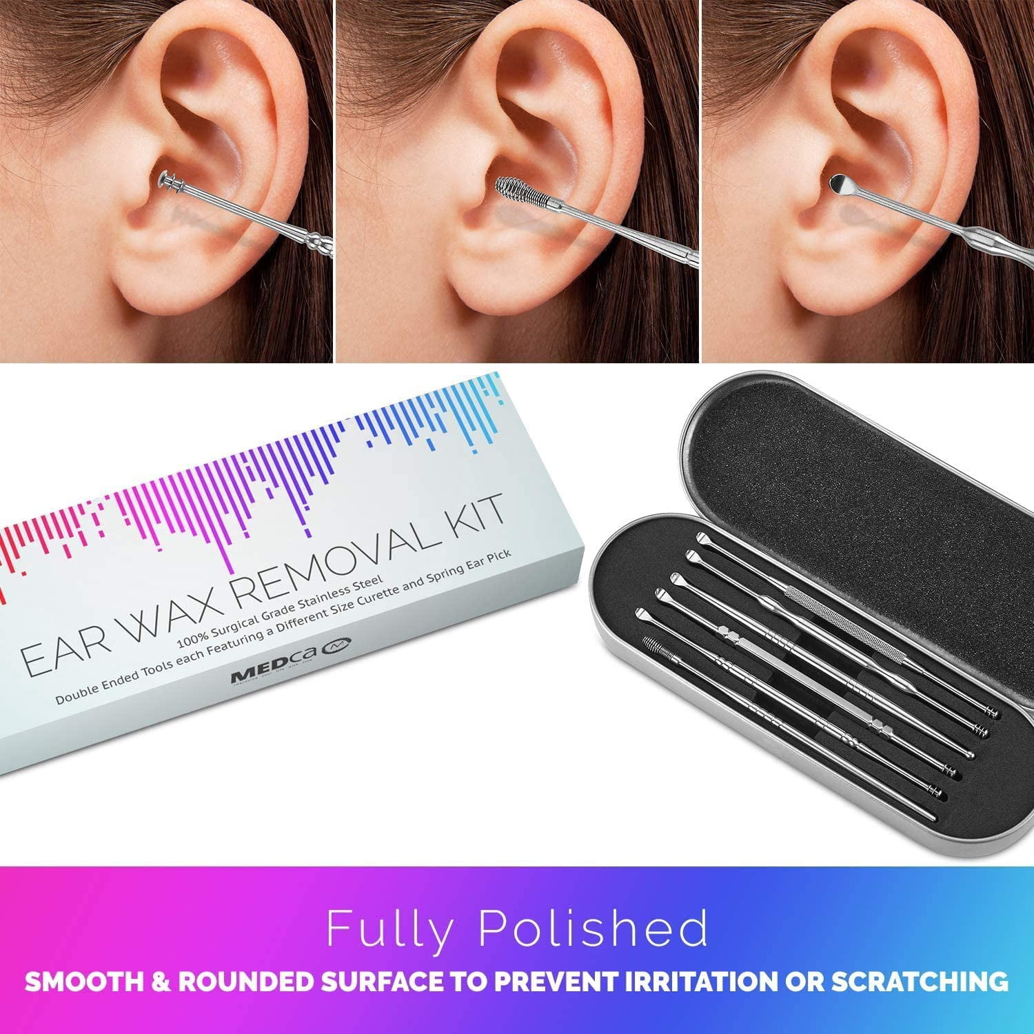 MEDca Ear Wax Removal Kits - Pack of 2-6 Piece Ear Cleansing Tool Set