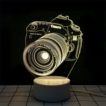 

3D LED Touch Control Table Lamp Bedside Night Light Boys/Girls SLR Night Light for Bedroom 7-Colors Changing USB Powered Control Night Light