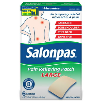 Salonpas Pain Relieving Patch, 8-Hour Pain , 6 Large Patches