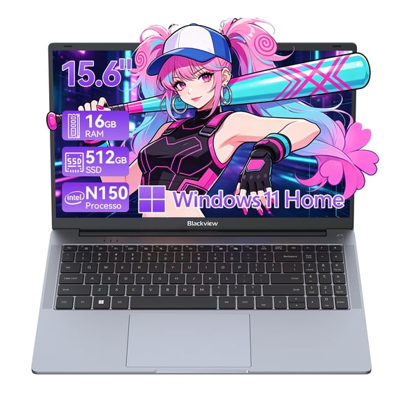 Blackview 2026 New 15.6" Windows 11 Laptop for Business Student, 16GB RAM 512GB SSD, Intel N150 Quad-Core N150 (Up to 3.6GHz), 1080FHD IPS TÜV Screen, 100W Type-C Fast Charge, 4K HDMI