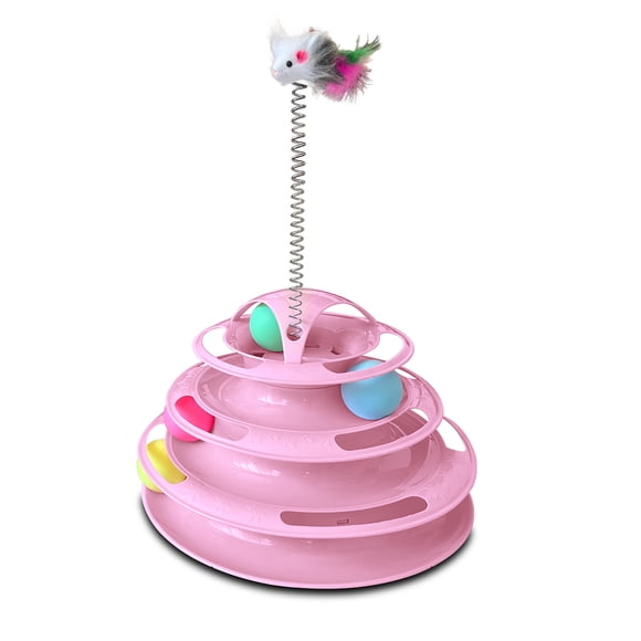 Kitten Juguete Interactivo De Gato Torre 4 Niveles Con Ratón Color Rosa