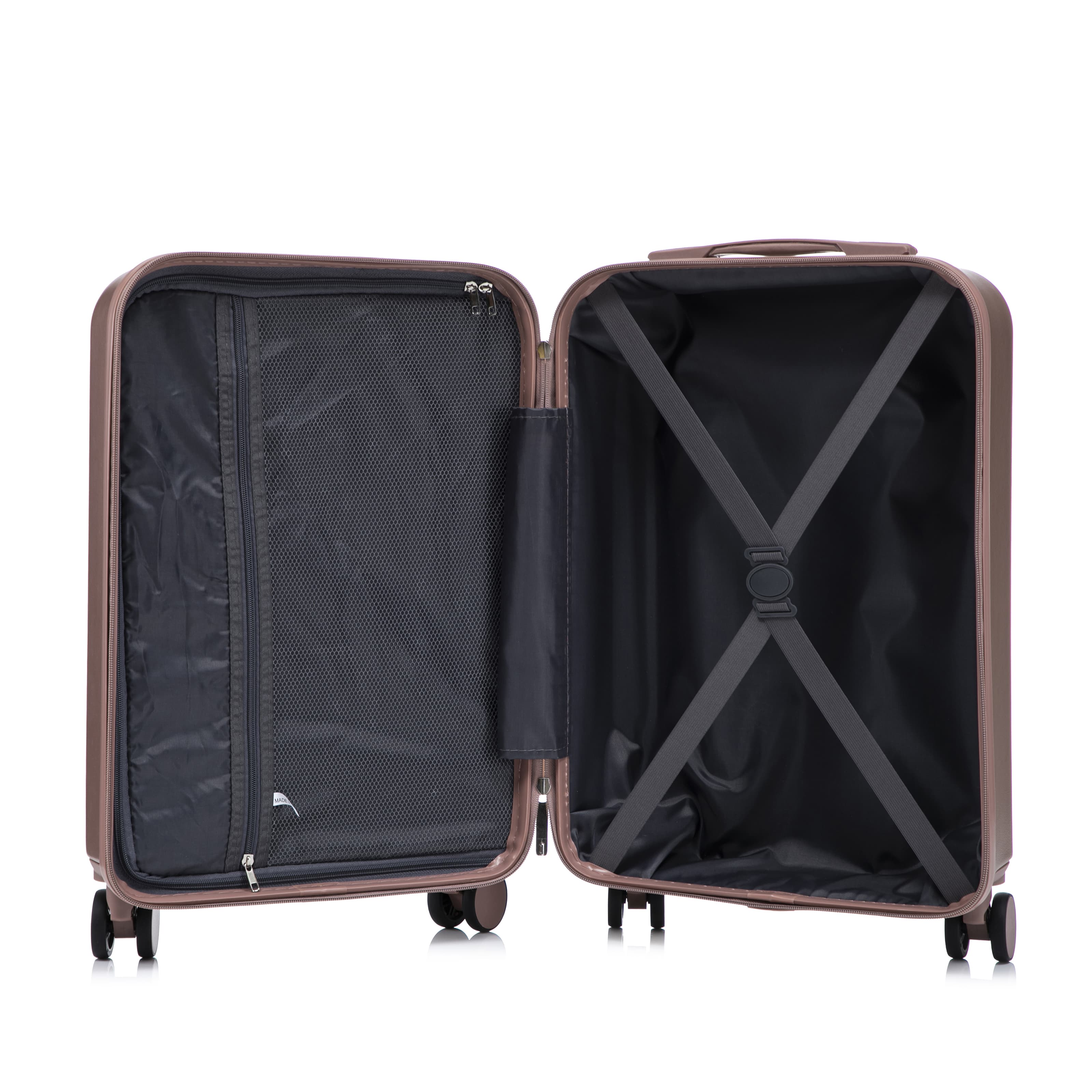 Leumius 2 Piece in ABS Spinner WheelLuggage Sets, HardsideSuitcase with CombinationLock,20 inch Carry OnLuggage 14 inch CosmeticCase,Champagne