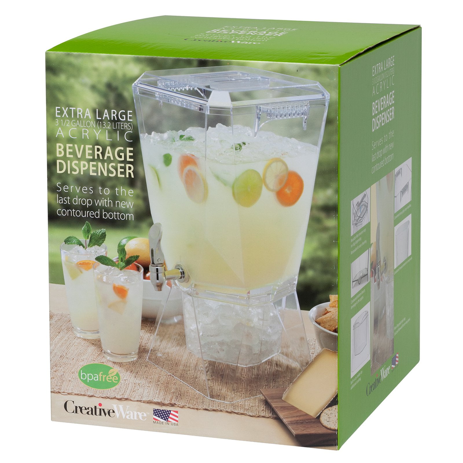 3.5 Gallon Acrylic Beverage Dispenser with Vertical Ice Core - The Spa Mart