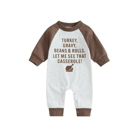 

Emmababy Long Sleeve Jumpsuit for Baby Boys featuring Thanksgiving Letter Print