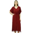 thumbnail image 3 of Bimba Kimono Long Maxi pour Femmes Kaftan en Rayonne Robe de Nuit à Cordon de Serrage à Franges Caftan Couverture, 3 of 7