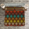 thumbnail image 3 of Ambesonne Geometric Quilted Bedspread Set 3 Pcs, Folk Dots in Diamond Form, Queen Size, Multicolor, 3 of 3