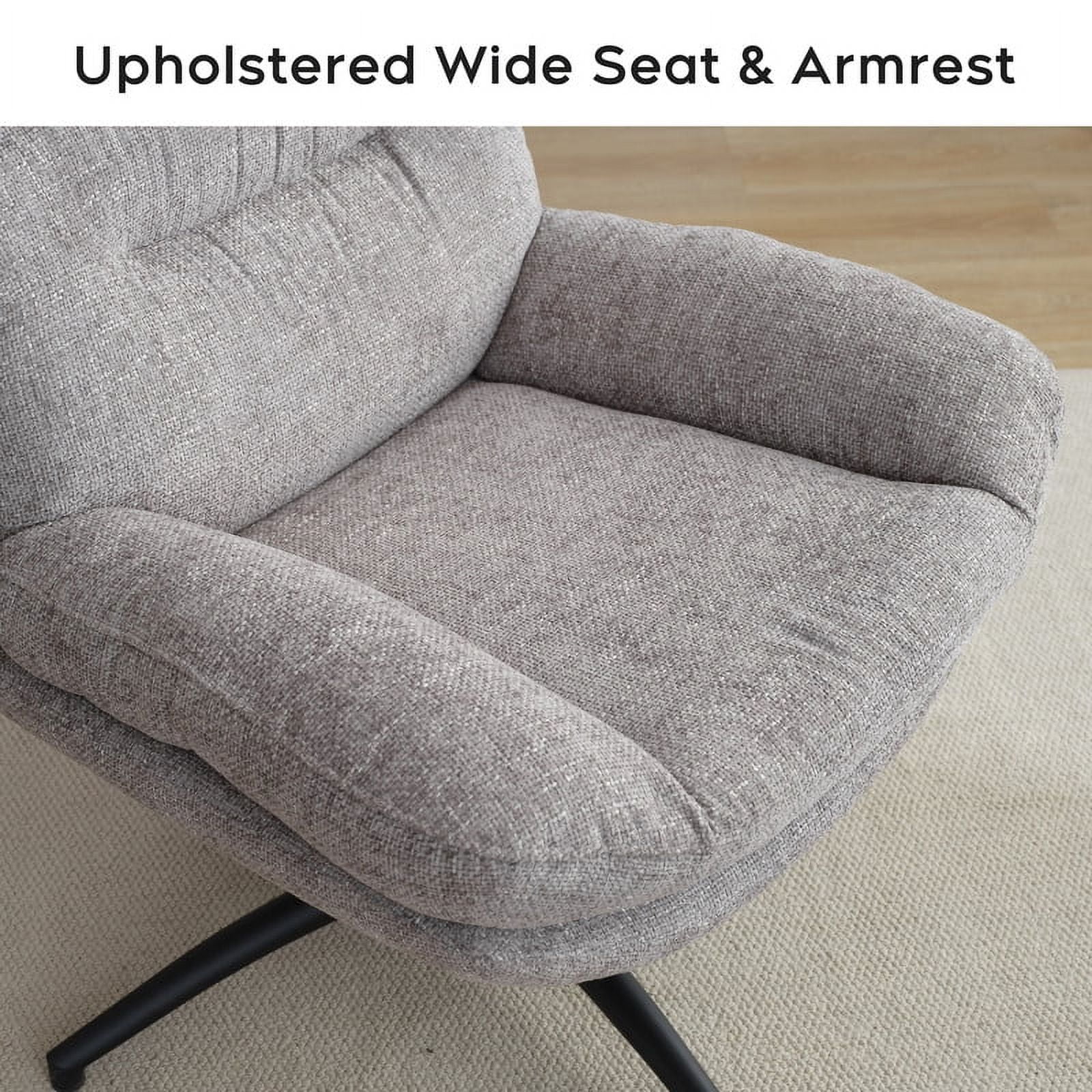 Comfort Stretch Gray Swivel Accent Chair with Ottoman Rocker Glider Chairs Ottoman Footrest Set