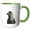 Green/White, variant on 3drose, Side Profile of a Beady Eyed Jackdaw Cut Out, 15oz Two-tone Red Mug