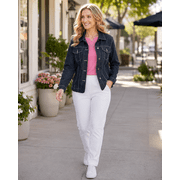 Turtle Bay New York Women's Button Front Classic Denim Jacket with front pocket