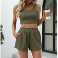 thumbnail image 4 of SMZ Two Piece Summer Outfits 2 Piece Sets 2025 Sleeveless Matching Lounge Crop Top High Waisted Short, 4 of 4