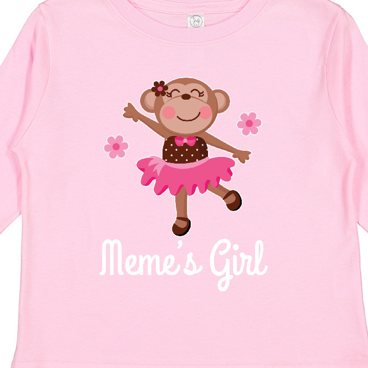 Inktastic Meme Girl Ballerina Monkey Girls Long Sleeve Toddler T-Shirt - image 3 of 4