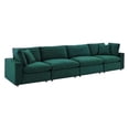 thumbnail image 1 of Modway Commix Canapé 4 Places Surrempli en Velours de Performance Garni de Duvet, Vert, 1 of 5