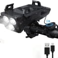thumbnail image 1 of LEEYNEER USB Rechargeable Bike Light Set with 3 LEDs  Front & Rear Lights  Power Bank  Horn  and Phone Mount -  Fits All Bicycles for Road & Mountain Cycling  Mountain Bike Accessories, 1 of 5