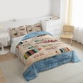 thumbnail image 3 of Homewish Teens Rustic Farmhouse Full Size Comforter Sets, Wheat Blue Lake House Bedding Comforter Set, Wooden Boat Paddle Reversible Bedding Sets, Luxury Bedroom Decor, 3-Piece, 3 of 8