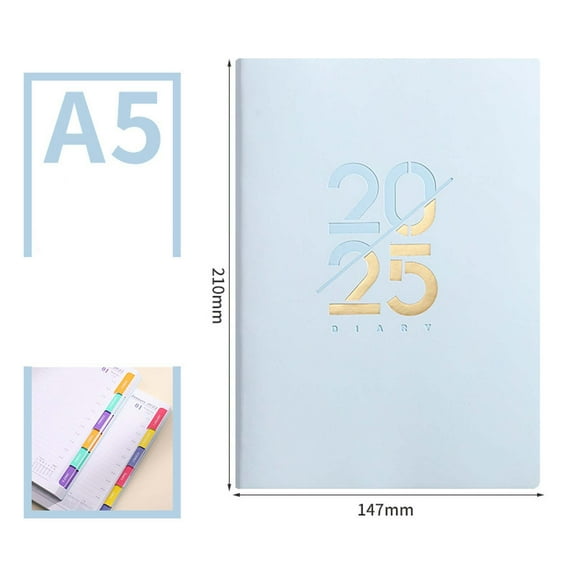 2025 English Daily Planner | Soft Leather A5 Notebook Calendar | 156 Sheets (312 Pages) | 8.3" x 5.8" | Work, School, Office, Travel Journal | Gift Idea | Multiple Colors Available