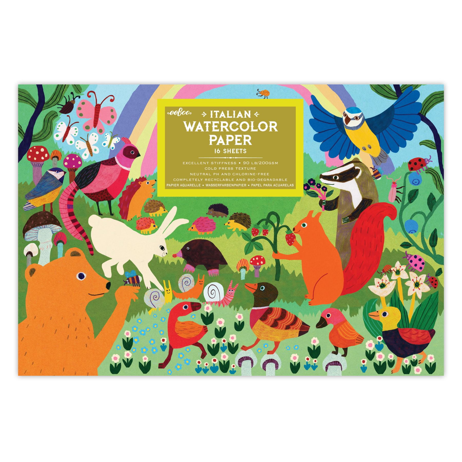 eeBoo Woodland Rainbow Watercolor Pad/16 Sheets