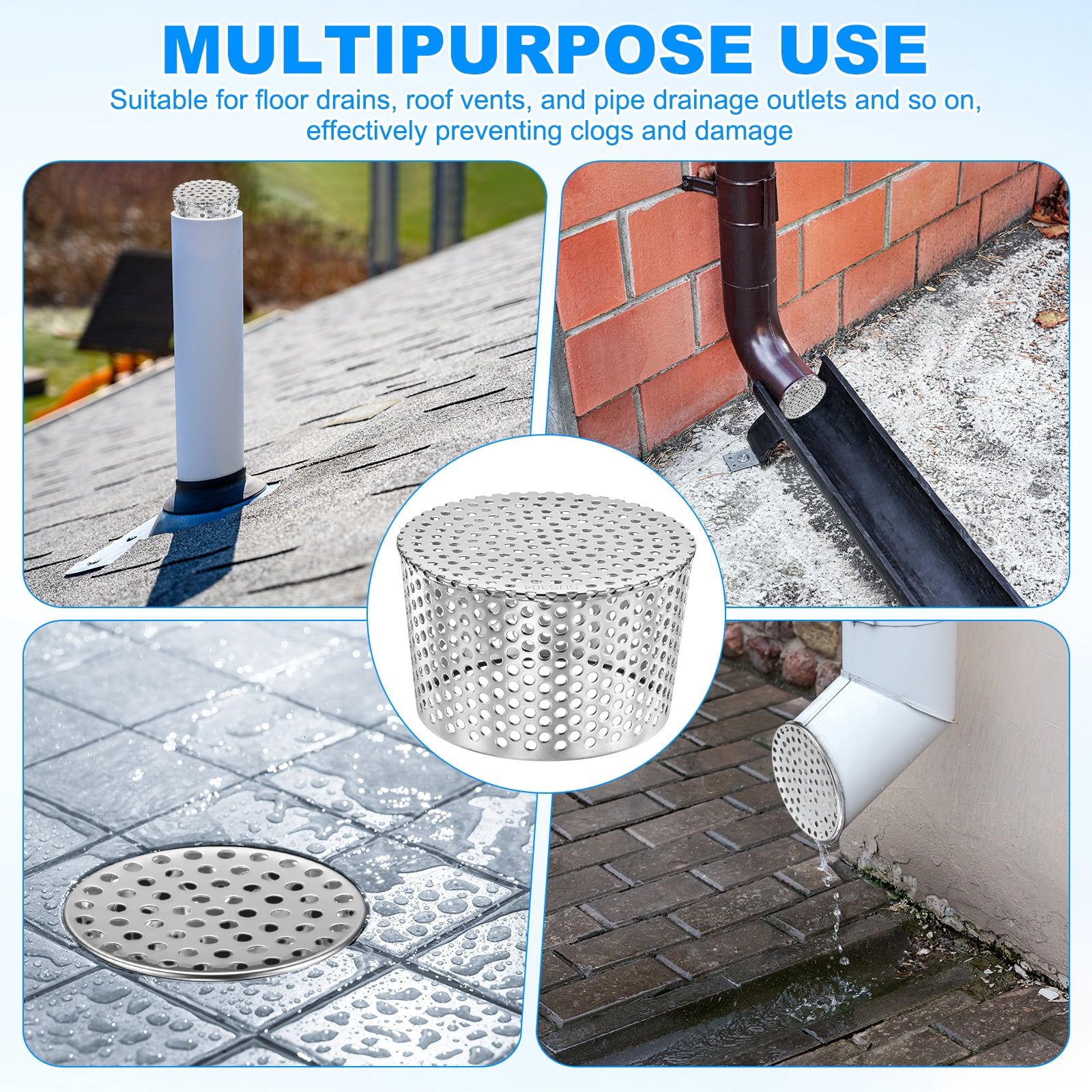 Uxcell 1-Pack Termination Mesh Screen Vent Covers, 5.71–5.04 Inch ID Stainless Steel Conical Exhaust Pipe Cover Strainer for Preventing Birds/Leaves from Entering