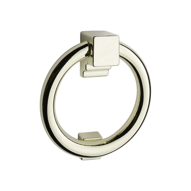 Taymor Ring Door Knocker, Solid Metal, Weather-Resistant, Decorative Entry Hardware, Concealed Screw Mount, Matte Black, Polished Brass, Satin Nickel