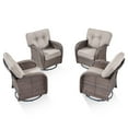 thumbnail image 5 of PARKWELL 4 Pieces Patio Furniture Set, Outdoor Swivel Gliders Rocker, All-Weather Wicker Conversation Set with Rattan Rocking Chair and 5" Thick Cushion for Porch Deck, Brown/Beige, 5 of 9